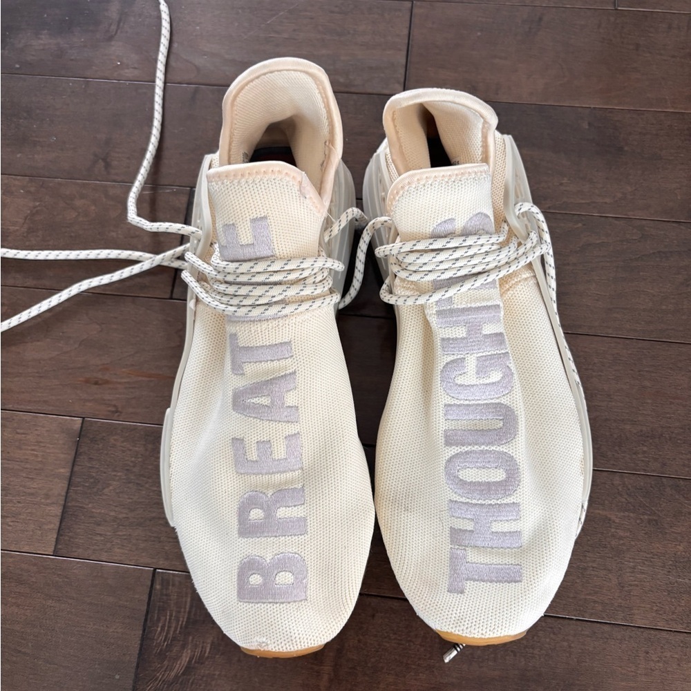 Adidas x Pharrell Williams Human Race Beige and Gray Men’s Sneakers Sz 12 - Picture 2 of 10